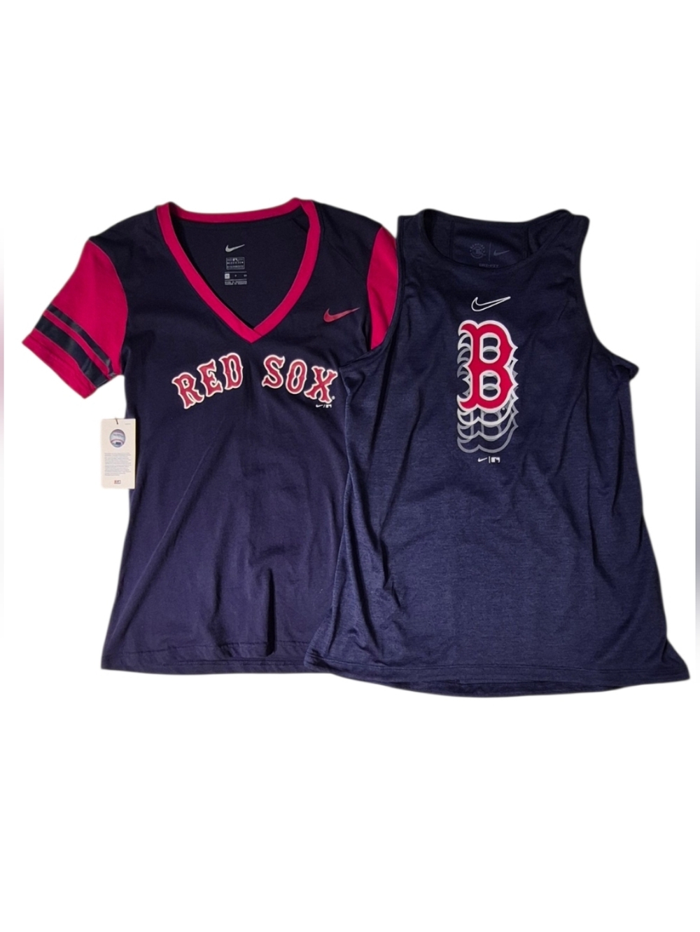 Nike Womens Navy & Red Boston Red Sox Tank and V‑Neck Tee Set, Sz S